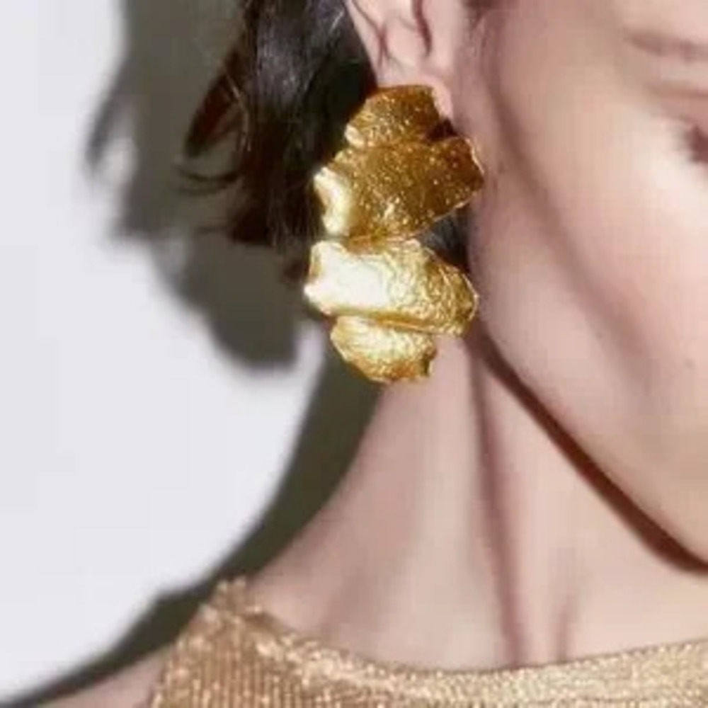 PARTY?DANGLE?VINTAGE?LEAF?EARRINGS?14K?GOLD?PLATED